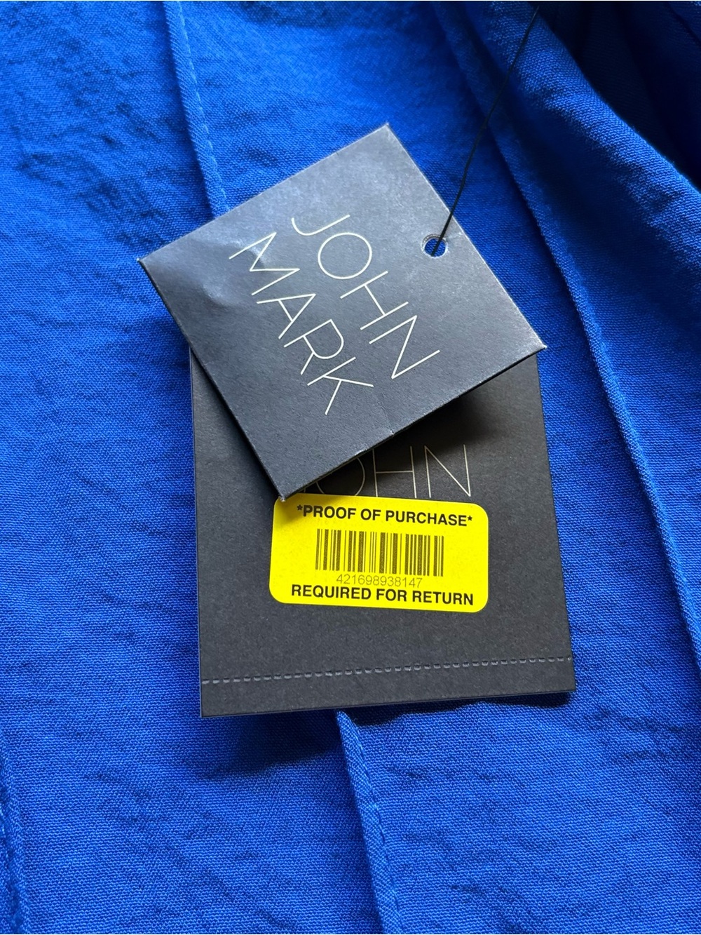 John Mark Cobalt Blue Collared Split V-Neck Tunic Top 3/4 Sleeves Sz M NEW - Picture 9 of 16